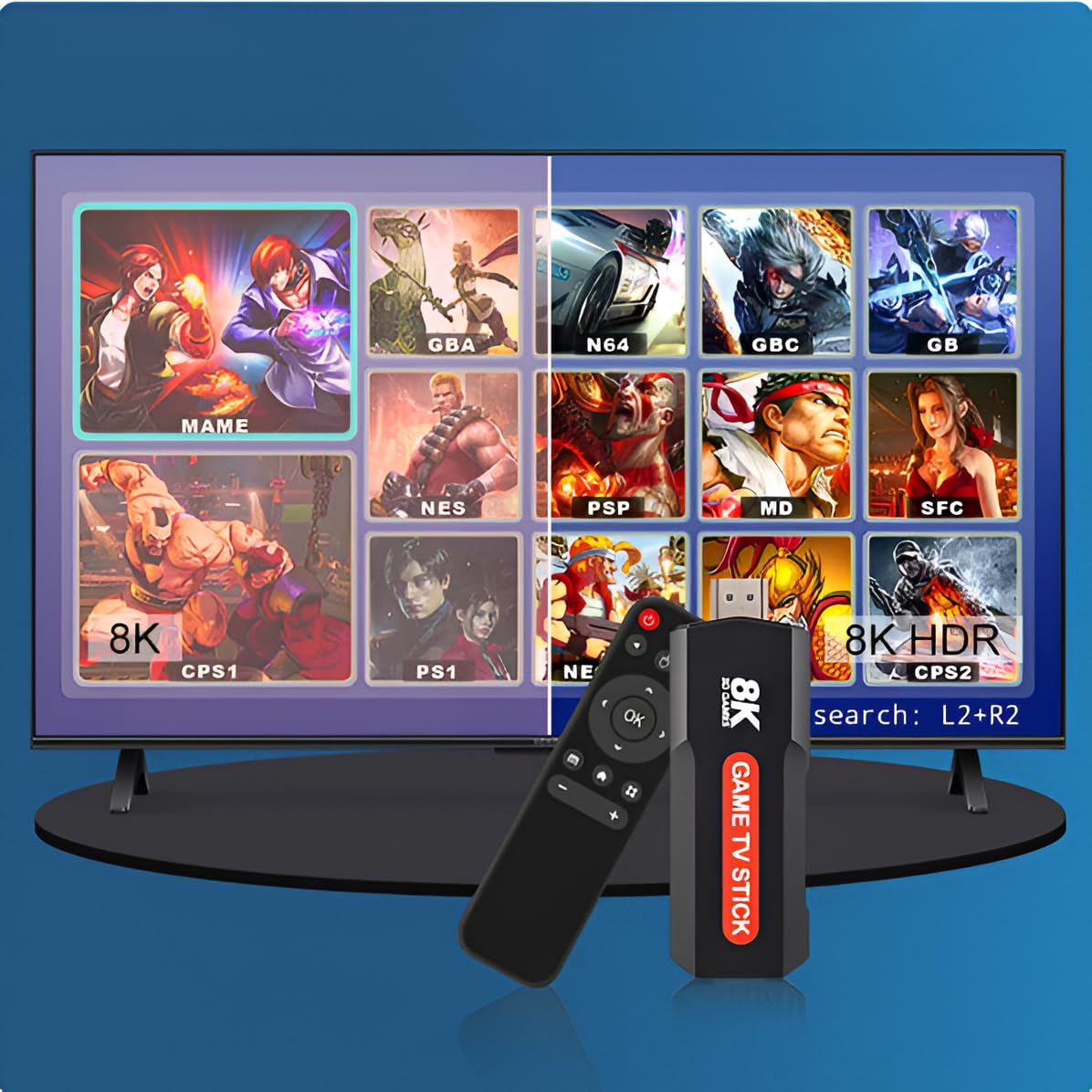 SVP Game - X2 Plus Consola de Juegos Retro, Game Stick con +30.000 Juegos Arcade +14 emuladores + Android TV - Game TV Stick, Plug & Play HDMI con 2 mandos y Control TV inalámbricos - Imagen 3