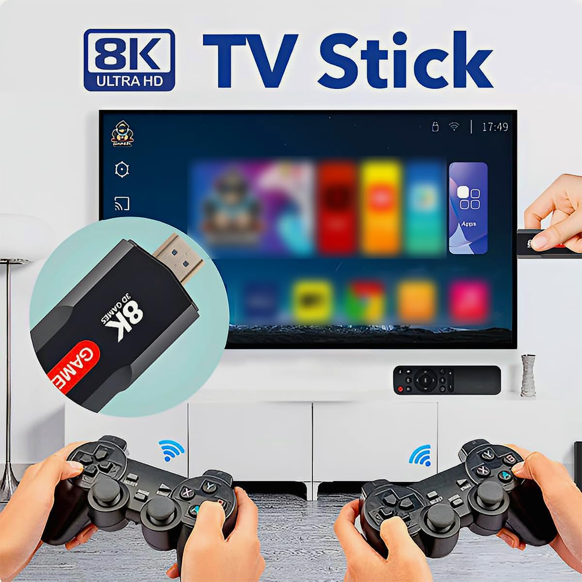 SVP Game - X2 Plus Consola de Juegos Retro, Game Stick con +30.000 Juegos Arcade +14 emuladores + Android TV - Game TV Stick, Plug & Play HDMI con 2 mandos y Control TV inalámbricos - Imagen 2