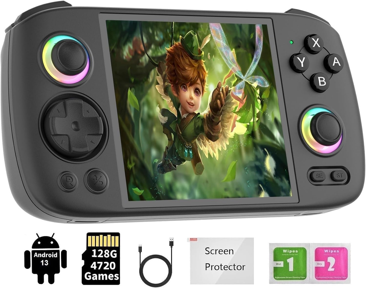 SVP Game - RG Cube Consola de Juegos Retro Consola portátil RGCube Pantalla multitáctil 8+128G Sistema Android 13 Consola de Videojuegos Batería de 5200 mAh, Ventilador, Iluminación RGB