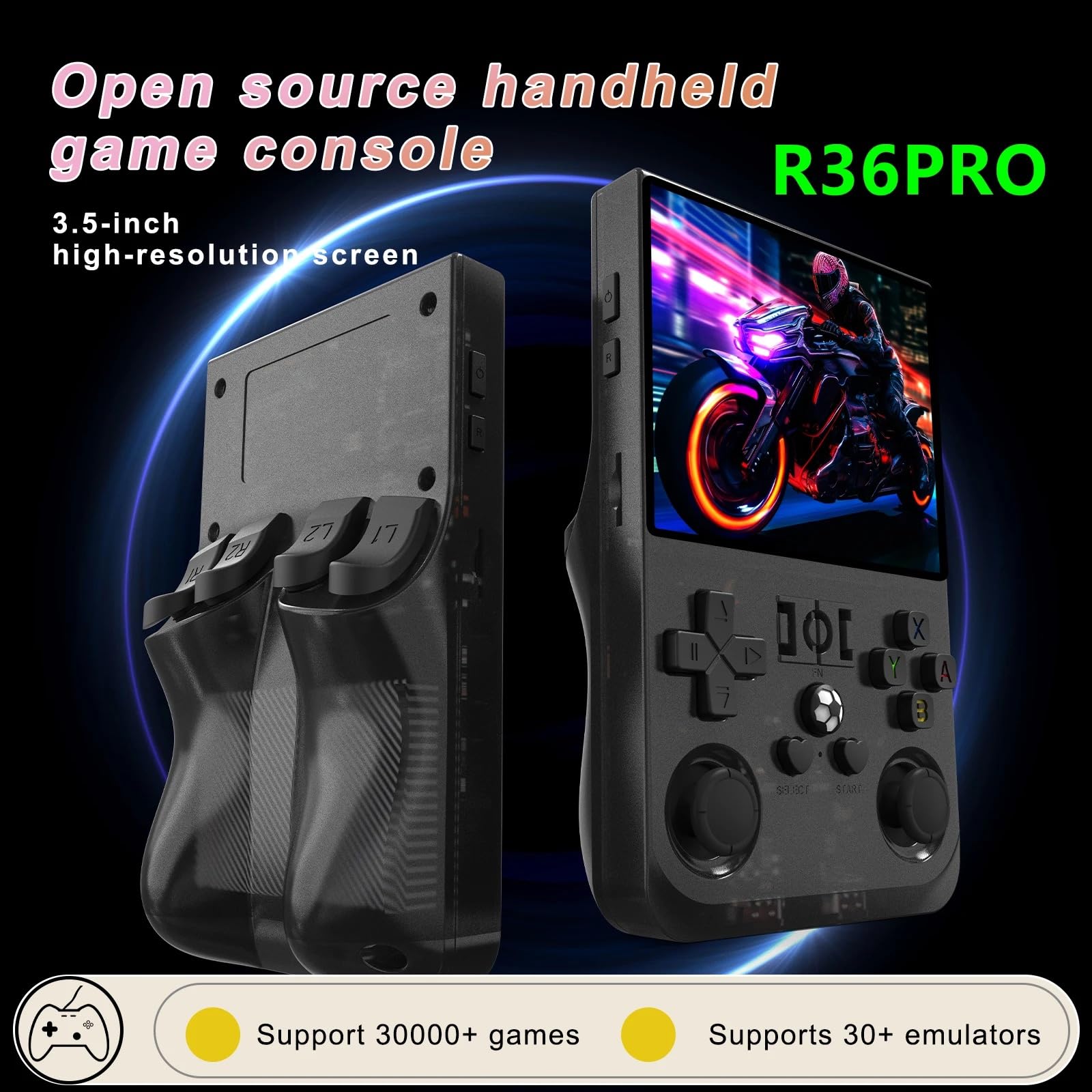 SVP Game - R36 Pro Consola retro portátil 128 GB con +30.000 Juegos +30 Emuladores PS1, PSP, N64, NDS, SuperN, GameB, GBA - Linux IPS 3.5" 4000 mAh Consola de videojuegos portátil - Imagen 2