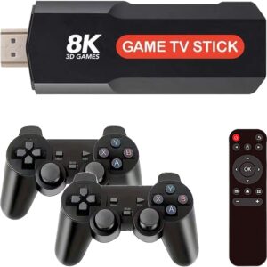 SVP Game - X2 Plus Consola de Juegos Retro, Game Stick con +30.000 Juegos Arcade +14 emuladores + Android TV - Game TV Stick, Plug & Play HDMI con 2 mandos y Control TV inalámbricos