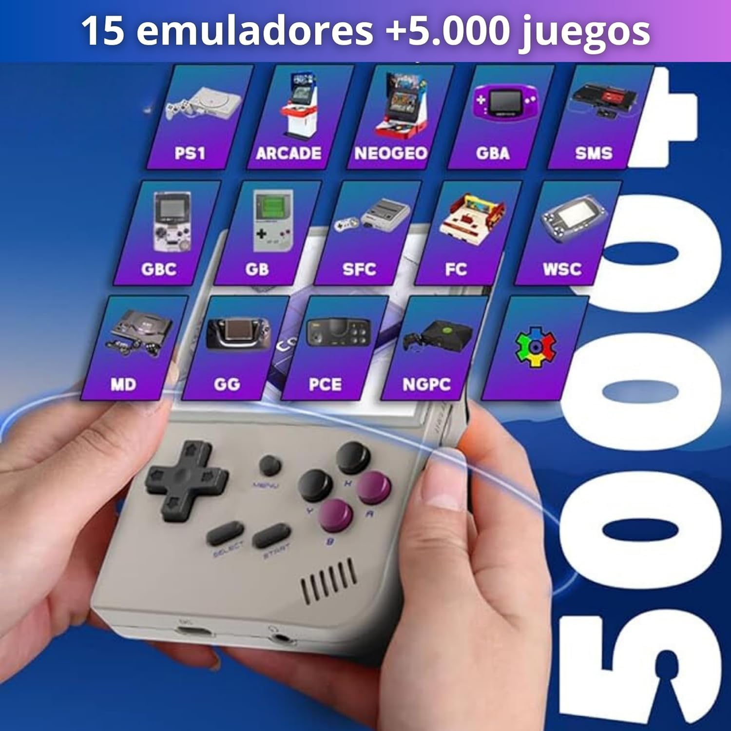 Anbernic - RG35XX Consola retro portatil 64 GB con 5.000 juegos y 30 emuladores PS1, PSP, N64, NDS, SN, GB, GBA, consolas de juegos retro, emulador clásico, consola de mano - SVP Game