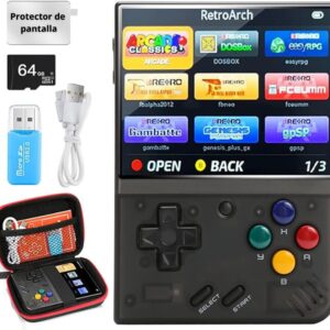 Miyoo Mini Plus - Consola de Juegos Retro con Tarjeta TF de 64G, +10000 Juegos, emulador de Consola de Juegos portátil Recargable de 3.5 Pulgadas con Estuche con Pantalla Protectora - SVP Game