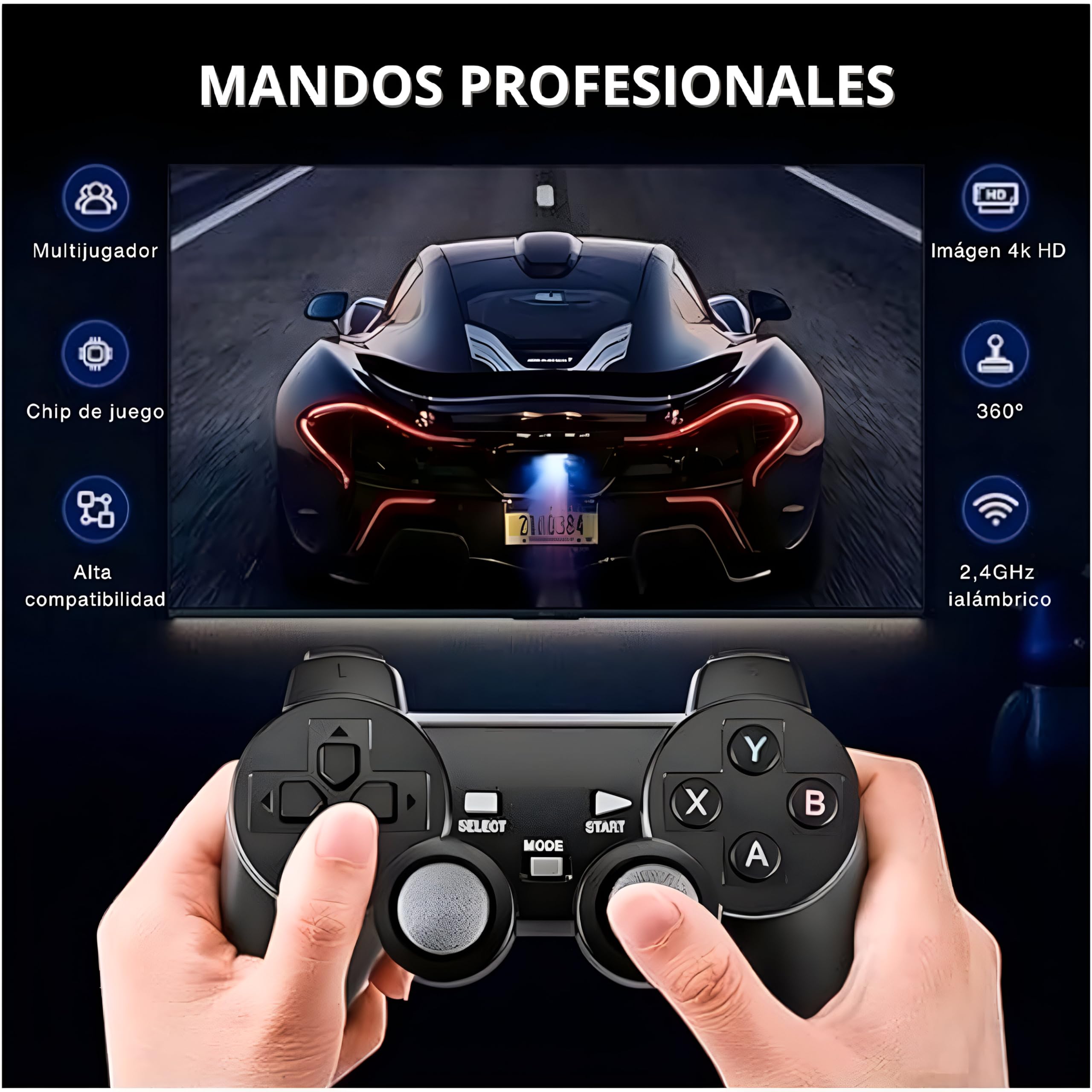 SVP Game - X2 Plus Consola de Juegos Retro, Game Stick con +30.000 Juegos Arcade +14 emuladores + Android TV - Game TV Stick, Plug & Play HDMI con 2 mandos y Control TV inalámbricos - Imagen 5
